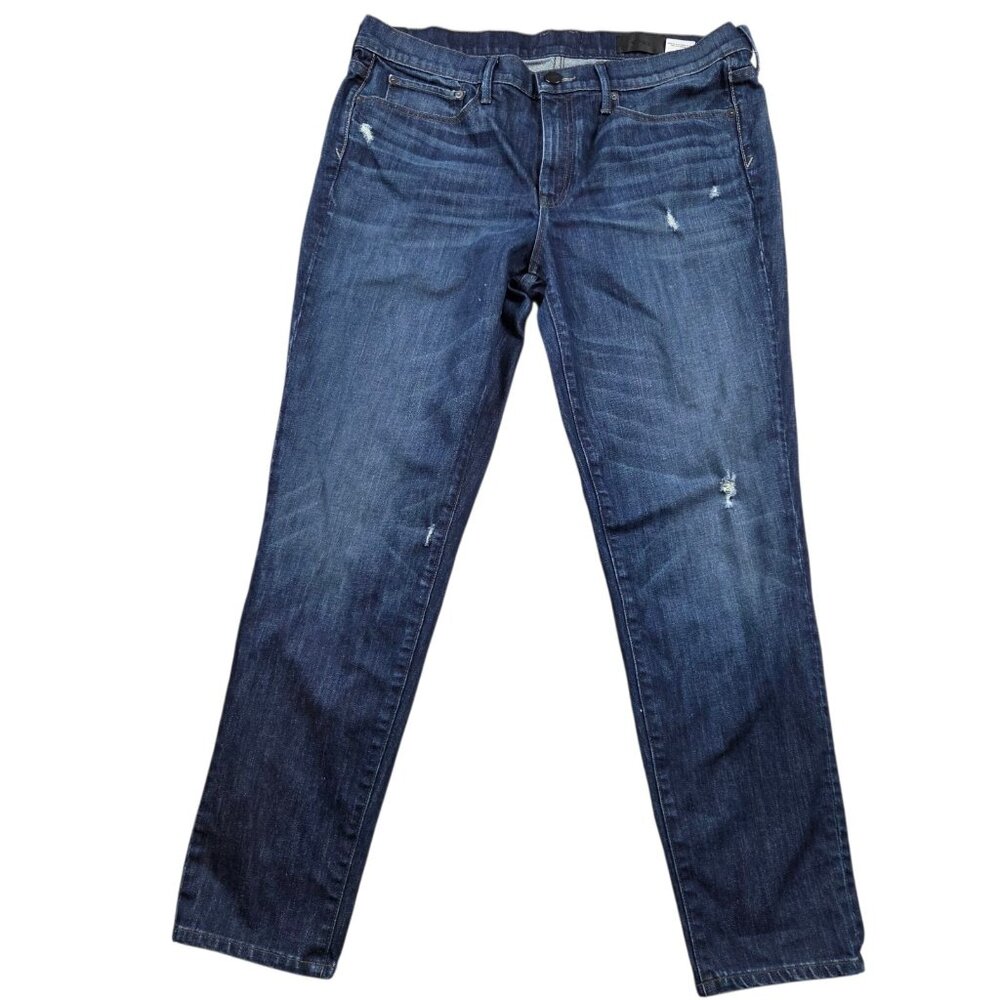 Vince Jeans Women’s 31 Blue Relaxed Rolled Tapered Ankle Distressed Denim Mason
